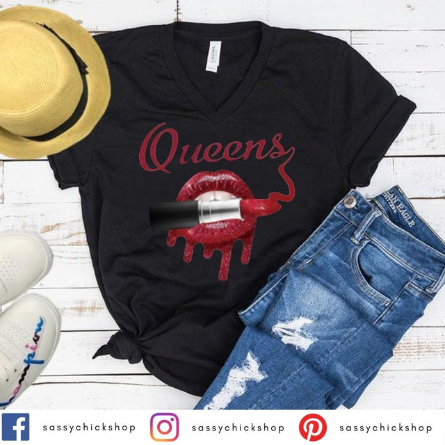 Queens Lipstick V-Neck - Shop Sassy Chick