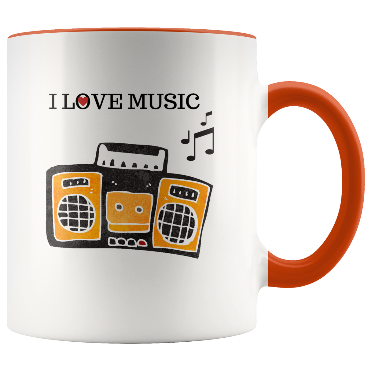 Mug I Love Music Ceramic Accent Mug - Orange | Shop Sassy Chick