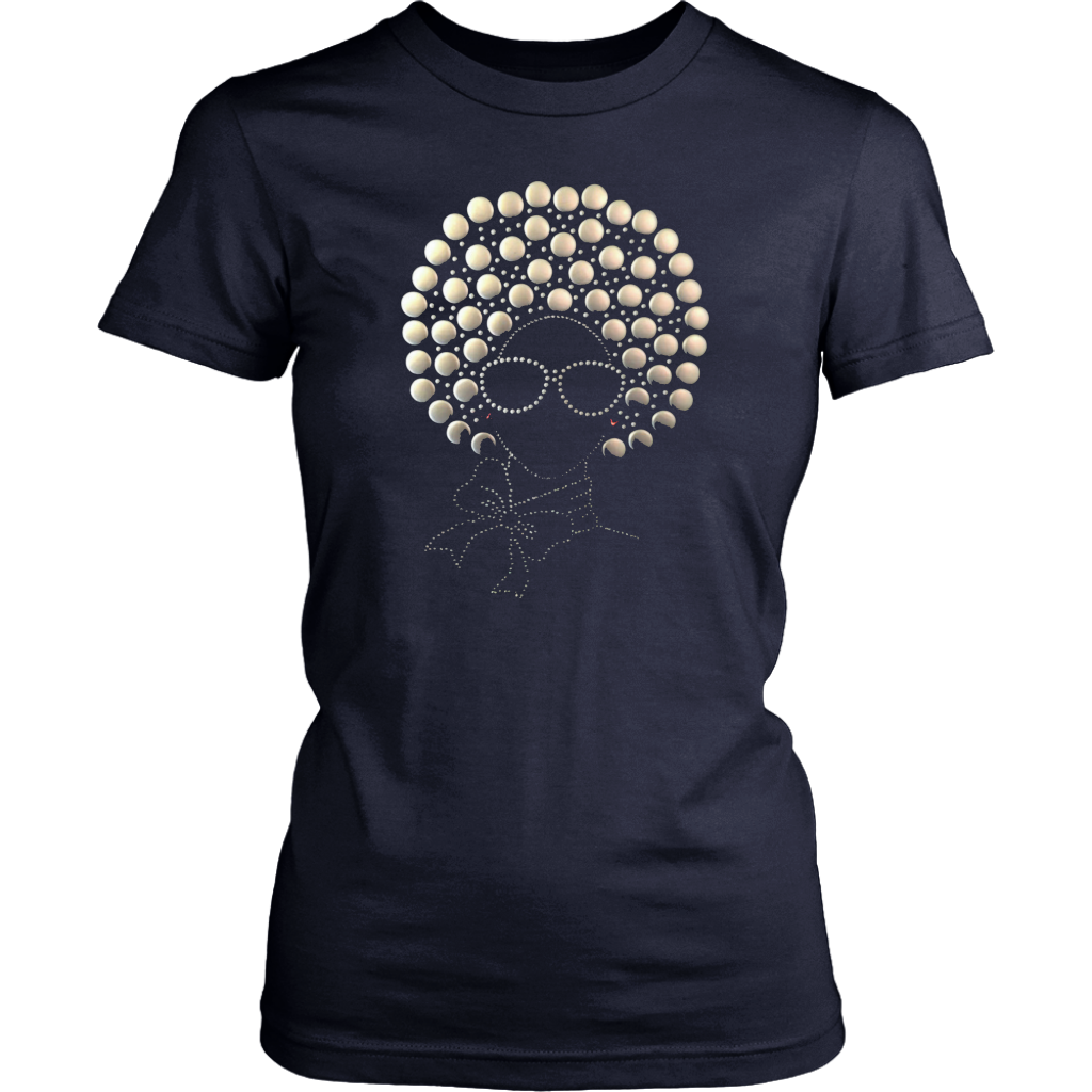 Button Afro Women's Unisex T-Shirt - Navy | Shop Sassy Chick