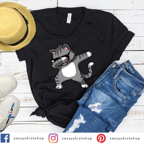 DAB CAT V-Neck - Shop Sassy Chick
