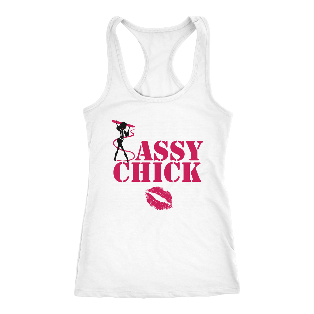 Sassy Chick Pink Lips Racerback Tank Top - White | Shop Sassy Chick