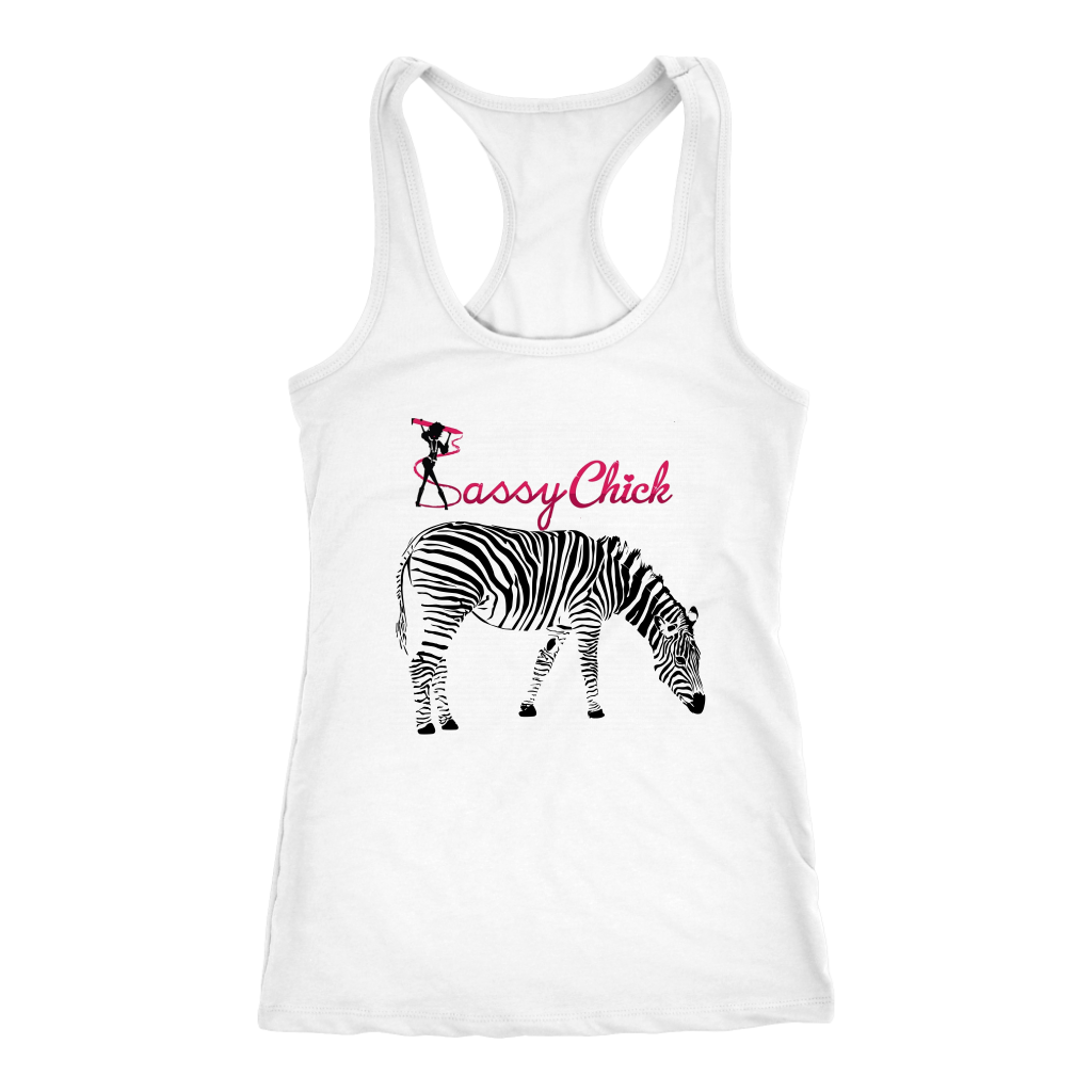Zebra Chick Racerback Tank Top - White | Shop Sassy Chick
