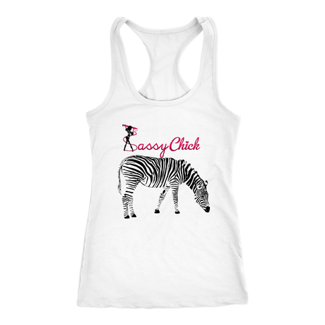 Zebra Chick Racerback Tank Top - White | Shop Sassy Chick