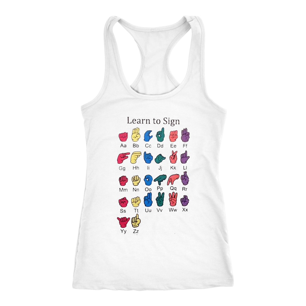 ASL I Love You Racerback Tank Top -White | Shop Sassy Chick