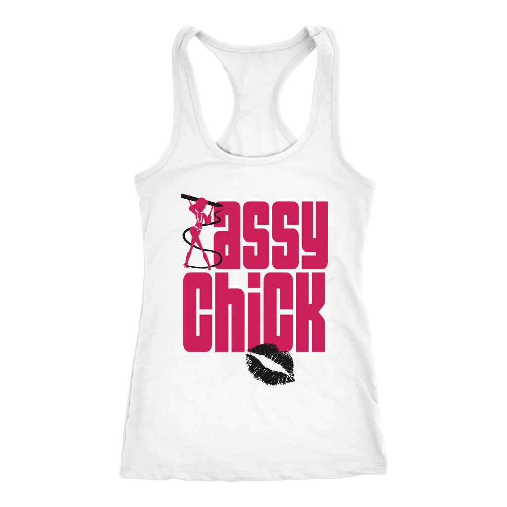 Sassy Chick Black Lips Racerback Tank Top - White | Shop Sassy Chick