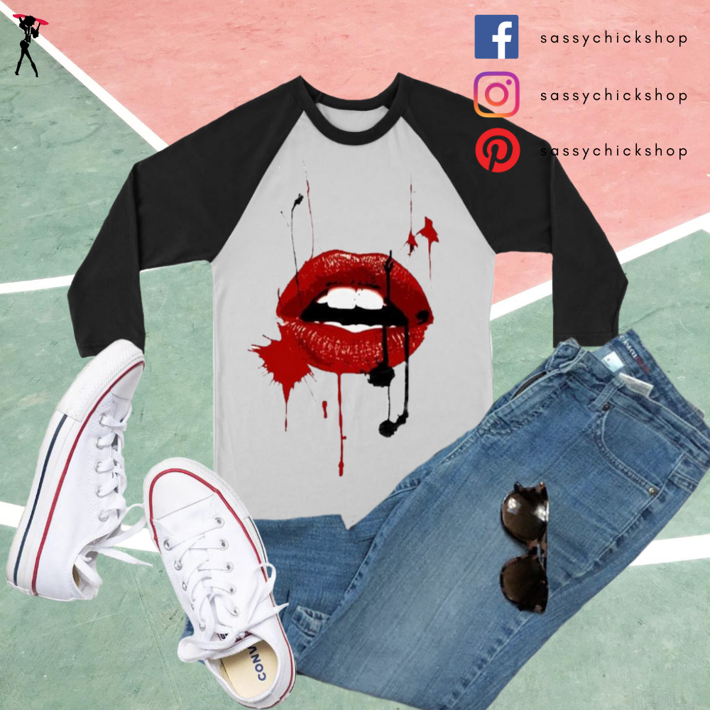 Black Red Lips Long Sleeves - Shop Sassy Chick