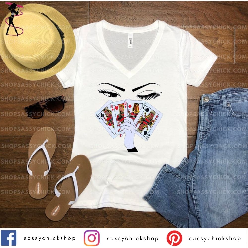 Card Girl V-Neck - Shop Sassy Chick