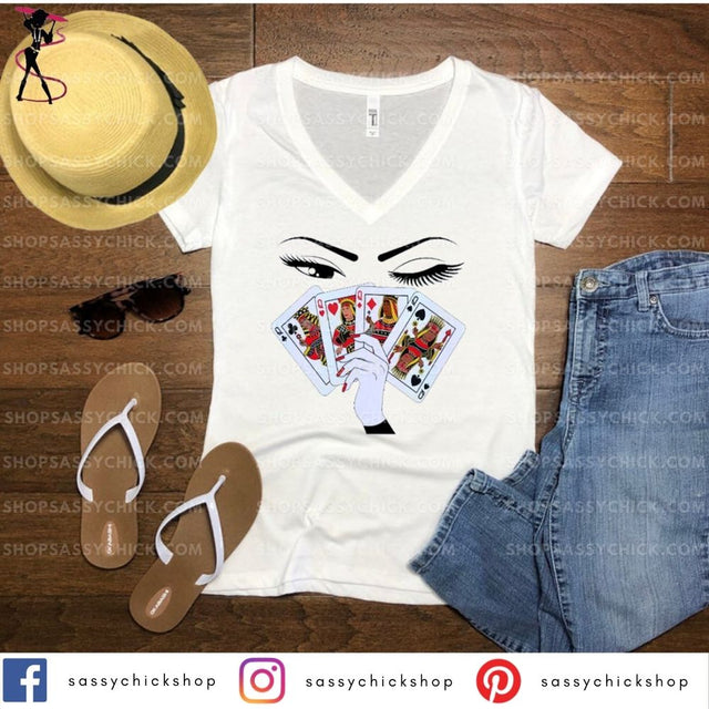 Card Girl V-Neck - Shop Sassy Chick
