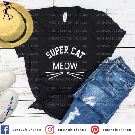 Super Cat V-Neck - Shop Sassy Chick
