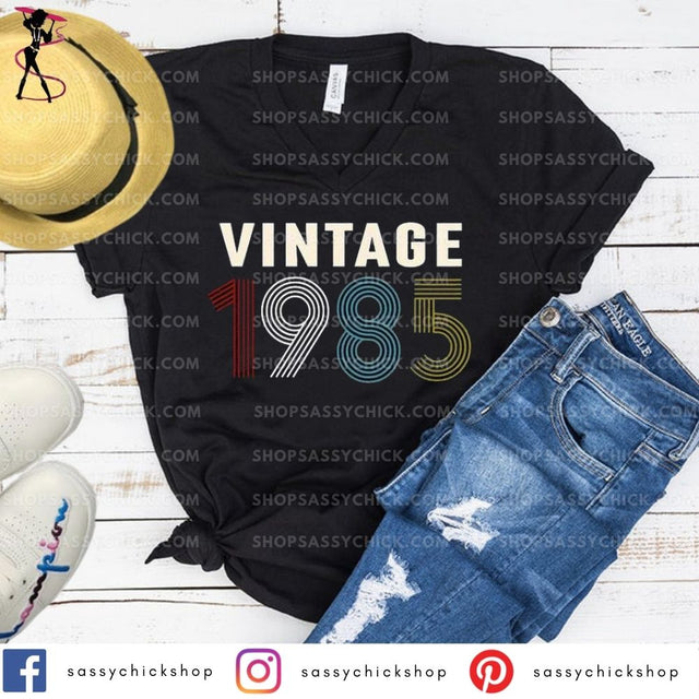 Vintage 1985 V-Neck - Shop Sassy Chick