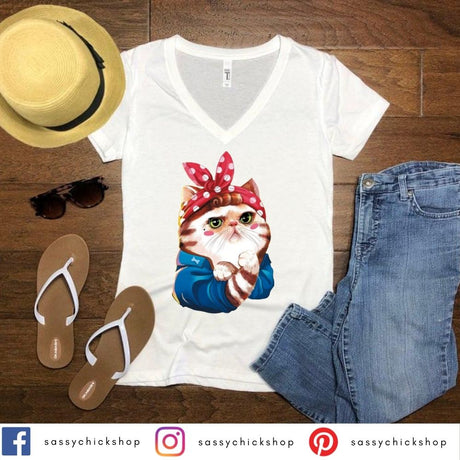 Cat V-Neck - Shop Sassy Chick