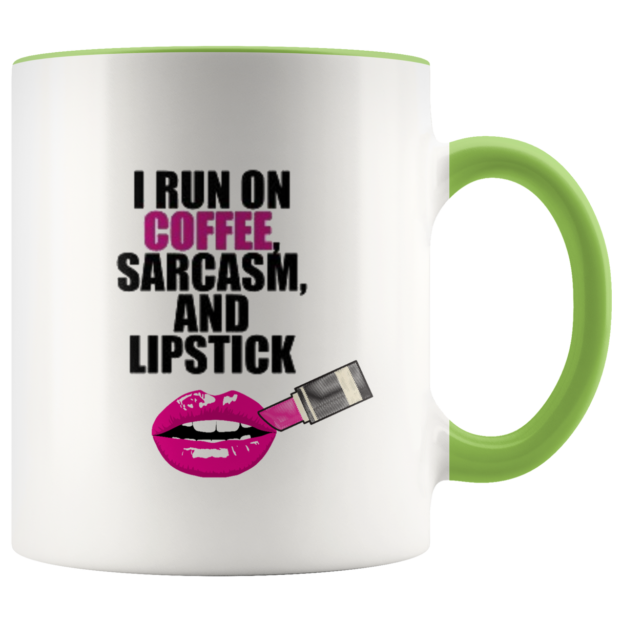 Sarcasm and Coffee Ceramic Accent Mug - Green | Shop Sassy Chick