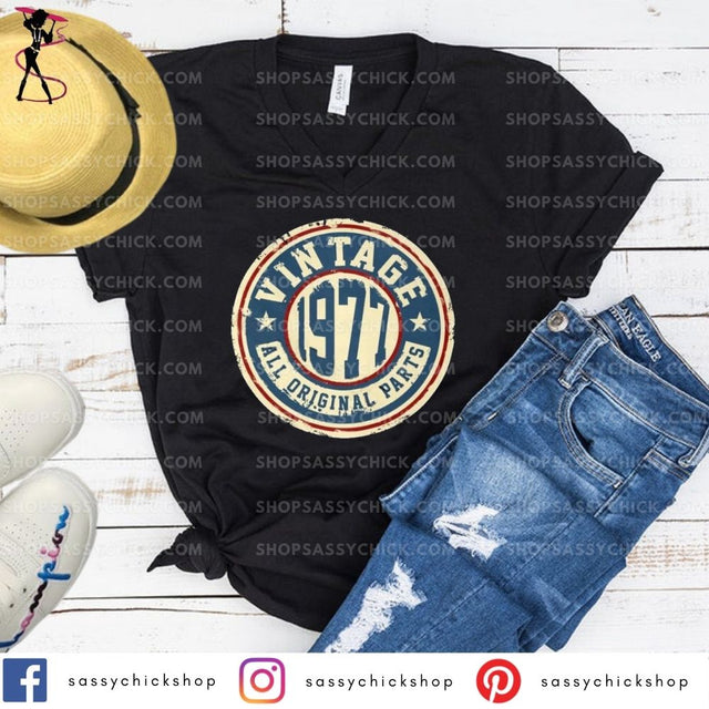 Vintage 1977 V-Neck - Shop Sassy Chick