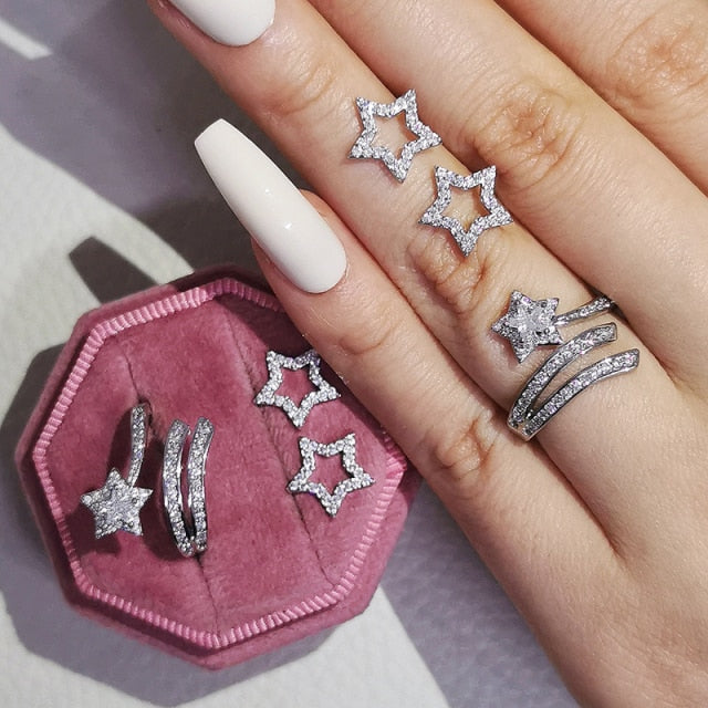 Star Design 925 Sterling Silver Jewelry Set