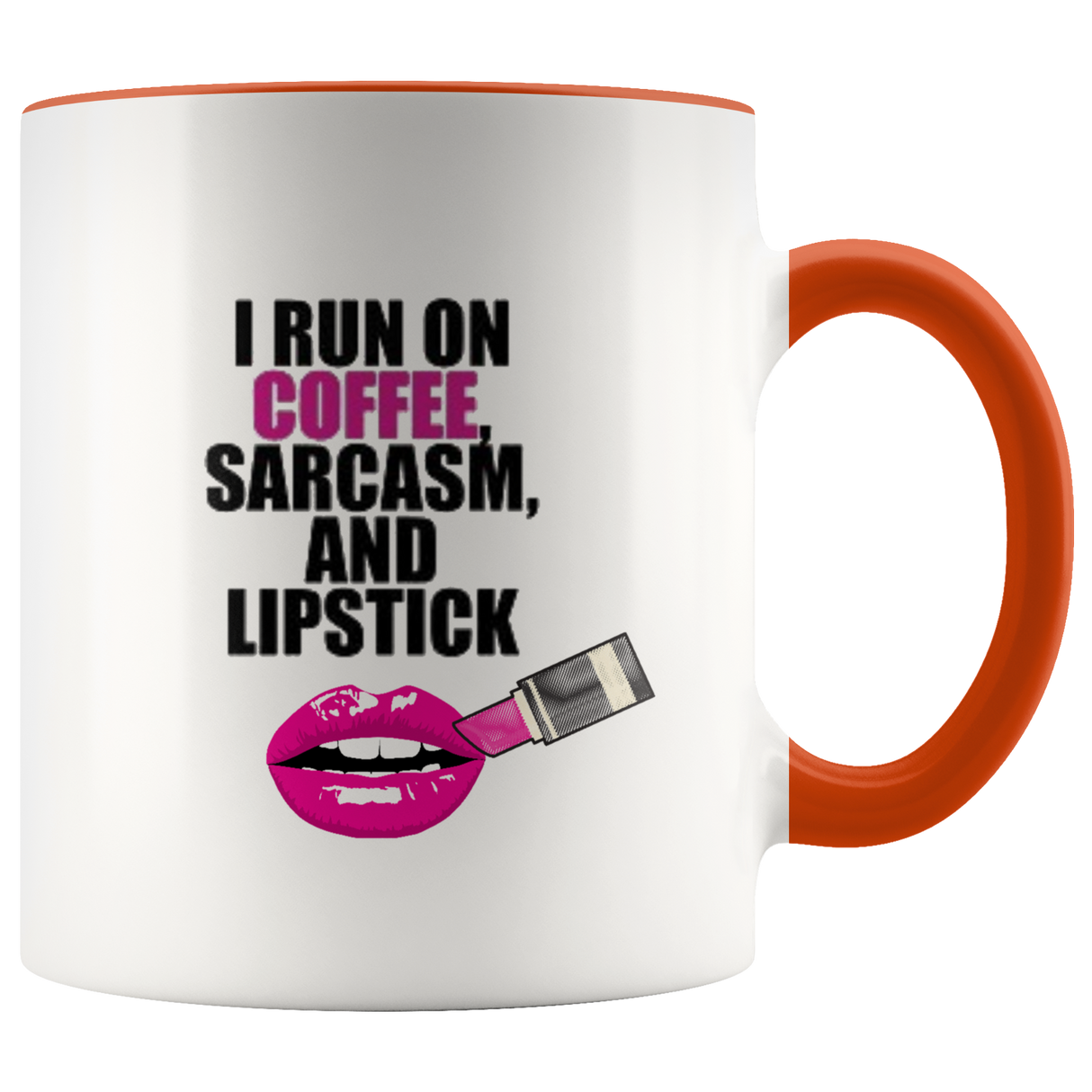 Sarcasm and Coffee Ceramic Accent Mug - Orange | Shop Sassy Chick