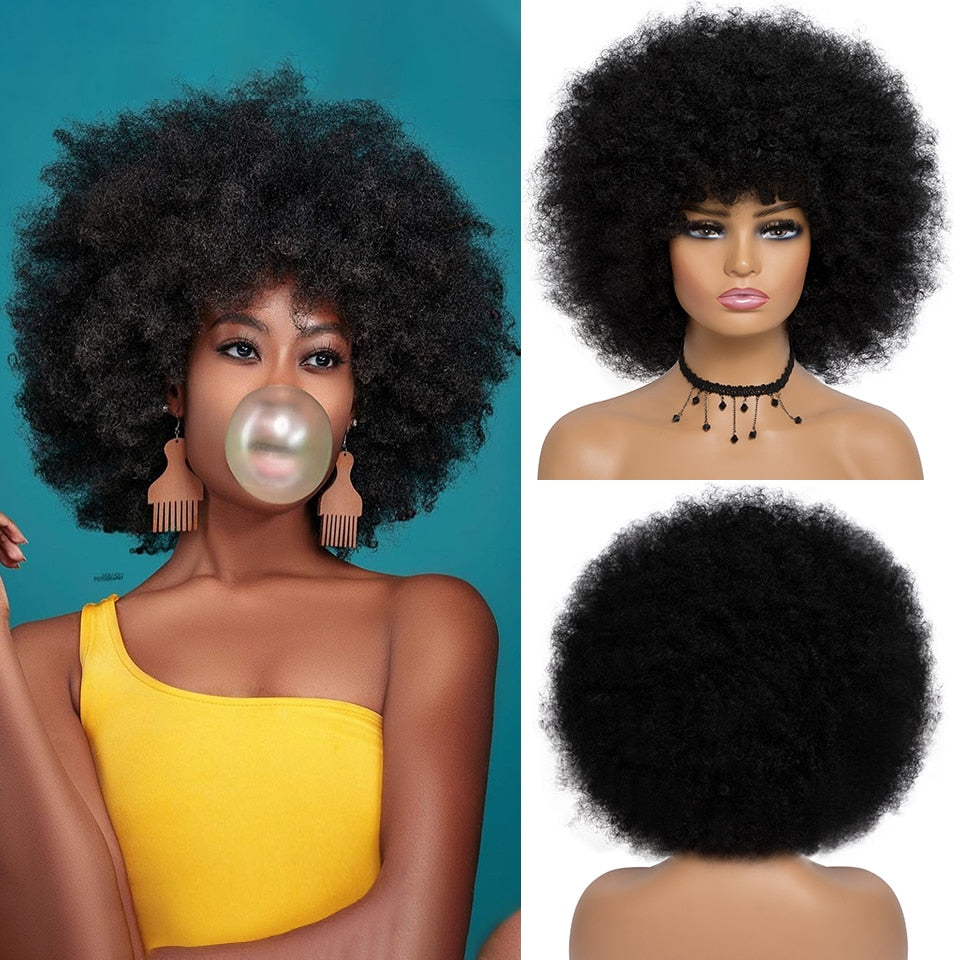 Model using Afro Kinky Curly Wig