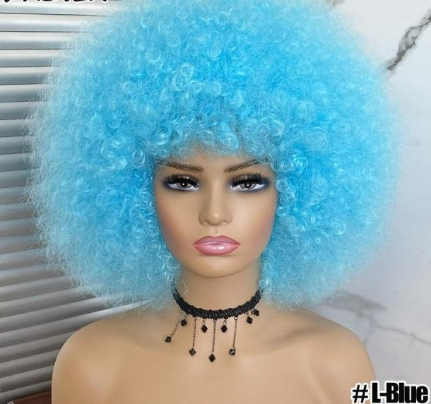 Blue Afro Kinky Curly Wig