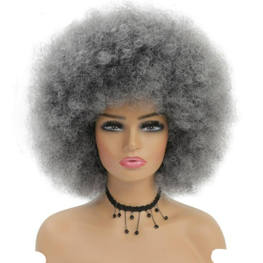 Ash Gray Afro Kinky Curly Wig