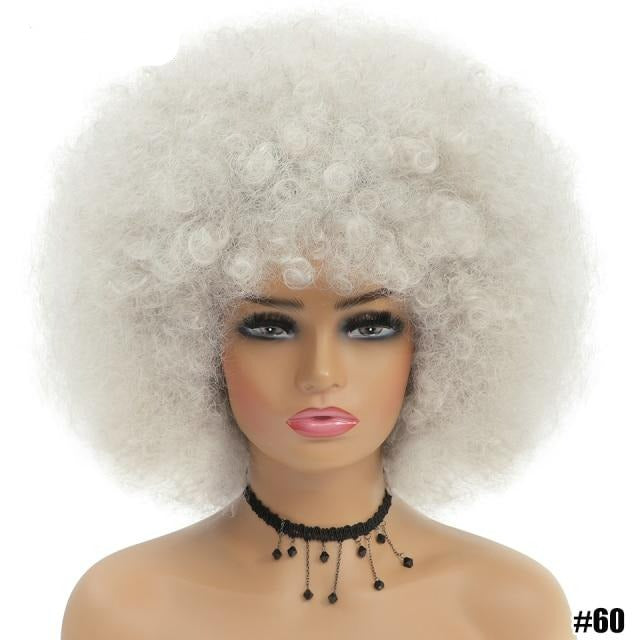 White Afro Kinky Curly Wig
