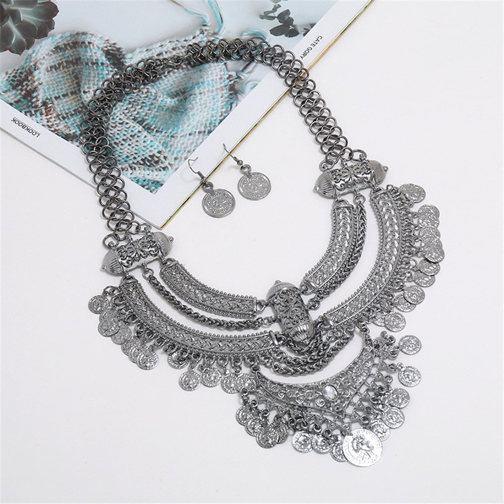 Silver Boho Chic Vintage Necklace