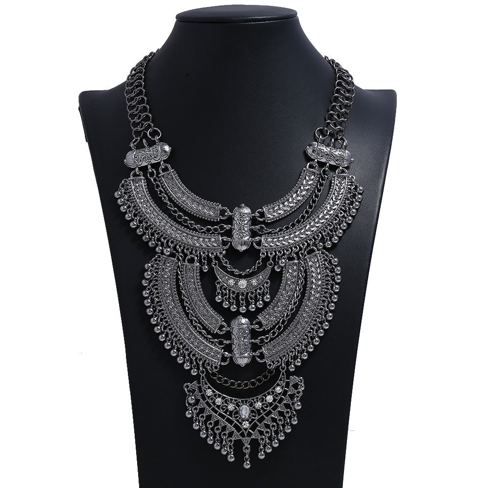 Silver Boho Chic Vintage Necklace