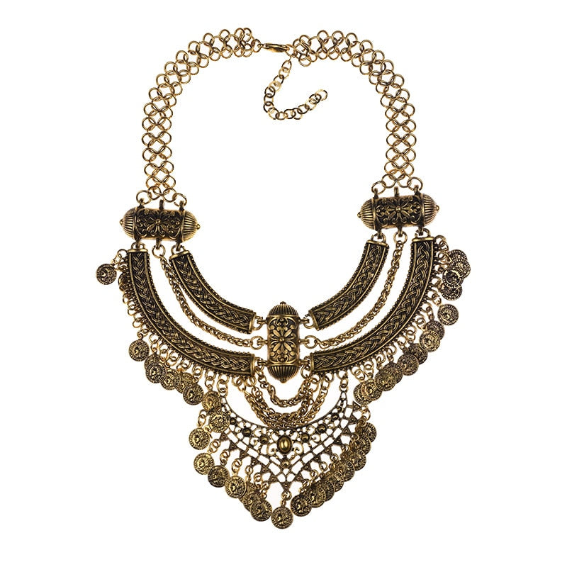 Gold Boho Chic Vintage Necklace