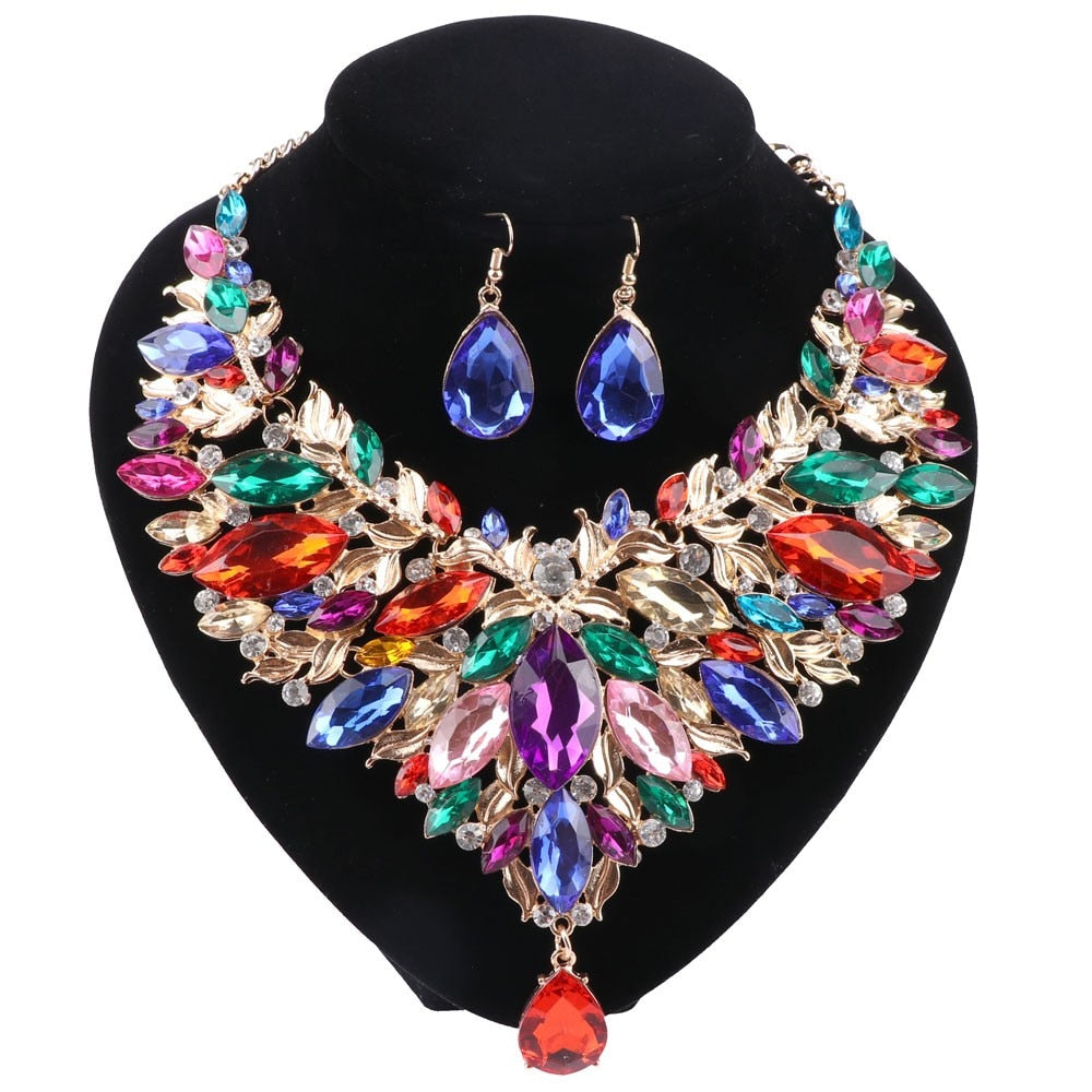Multicolor Boho Crystal Jewelry Set
