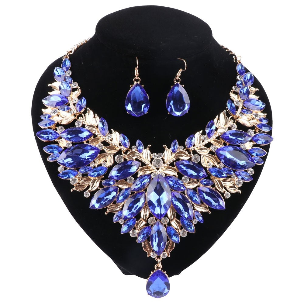 Blue Boho Crystal Jewelry Set