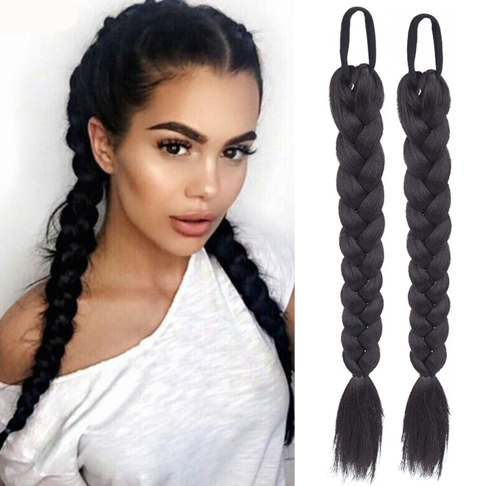 Black Braided Ponytail Hair Extension