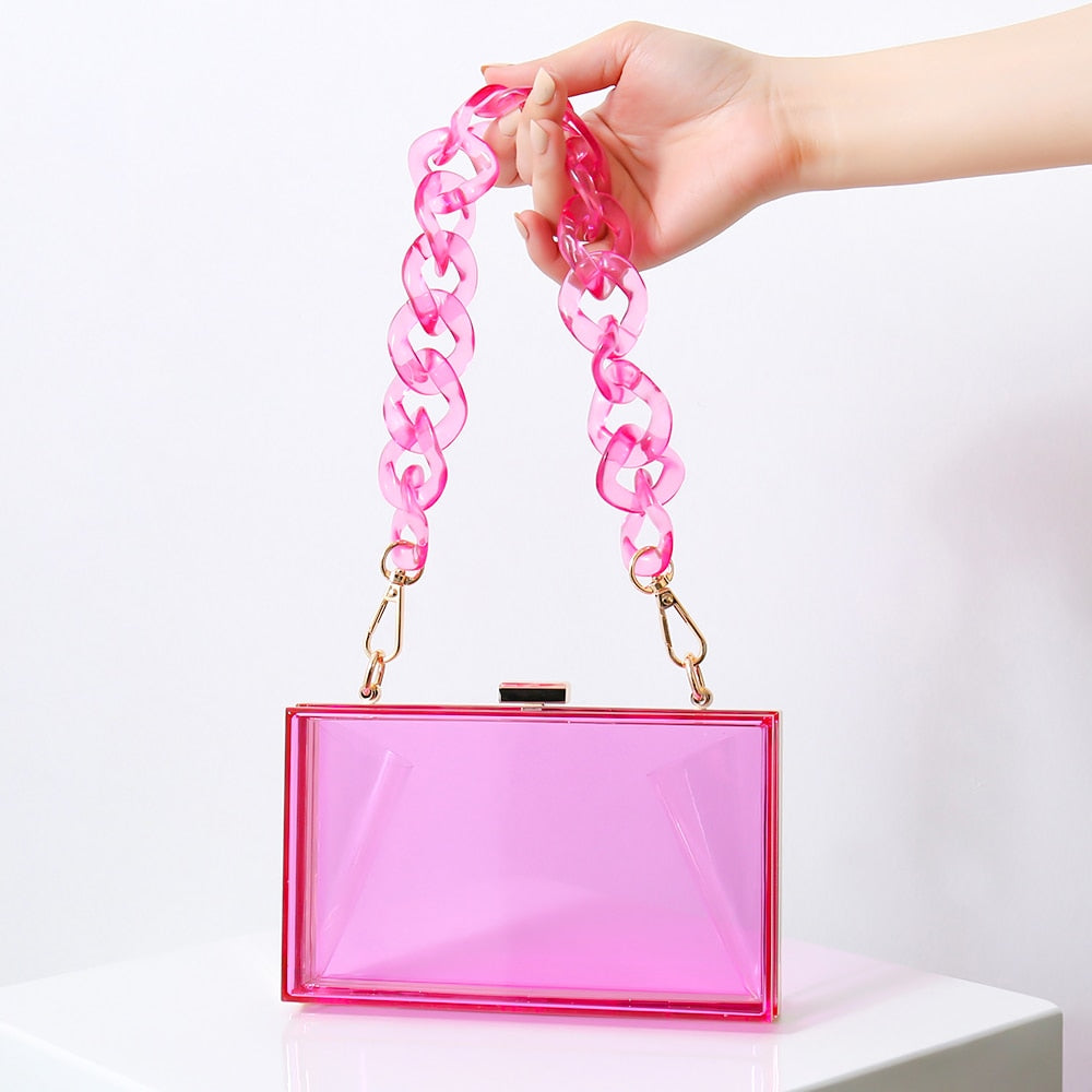 Holding Candy Color Acrylic Jelly Clutch Purse
