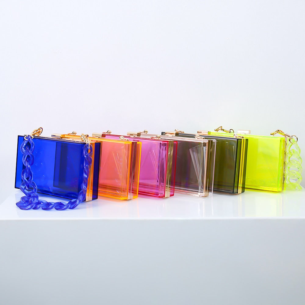 Collection of Candy Color Acrylic Jelly Clutch Purse