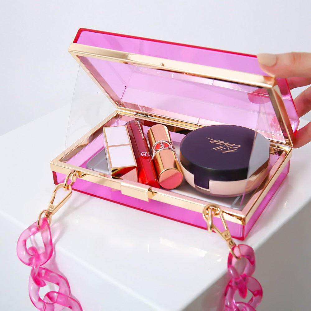 Compartment Candy Color Acrylic Jelly Clutch Purse