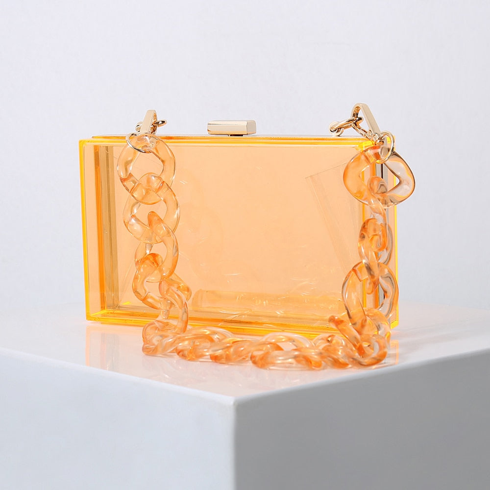 Orange Candy Color Acrylic Jelly Clutch Purse