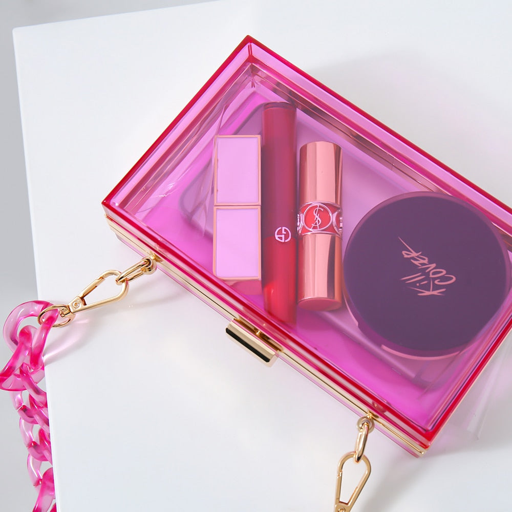 View of Candy Color Acrylic Jelly Clutch Purse