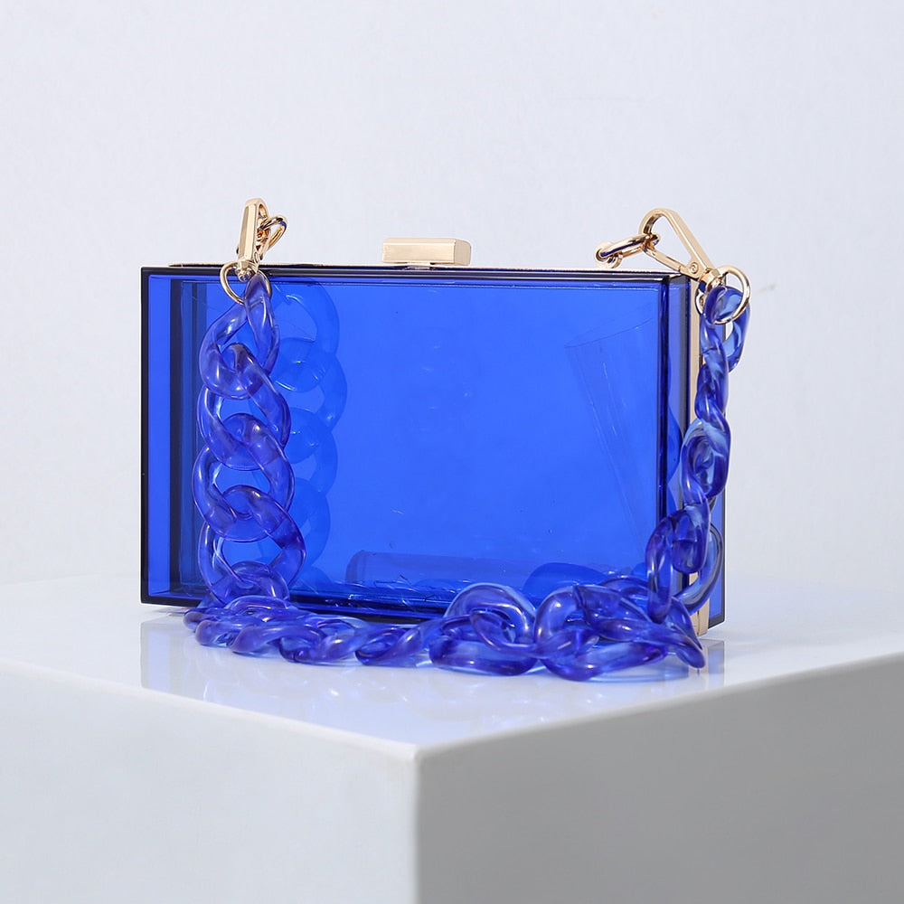 Blue Candy Color Acrylic Jelly Clutch Purse
