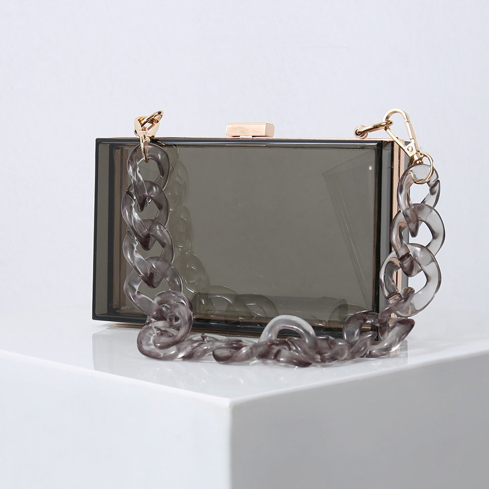 Black Candy Color Acrylic Jelly Clutch Purse