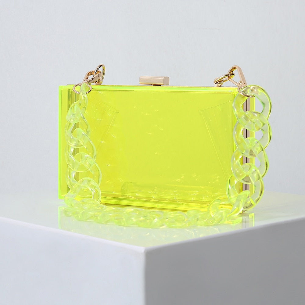 Yellow Candy Color Acrylic Jelly Clutch Purse