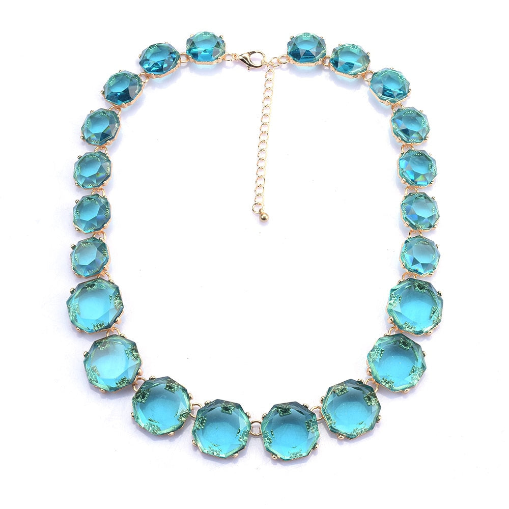 Blue Candy Color Transparent Gem Necklace