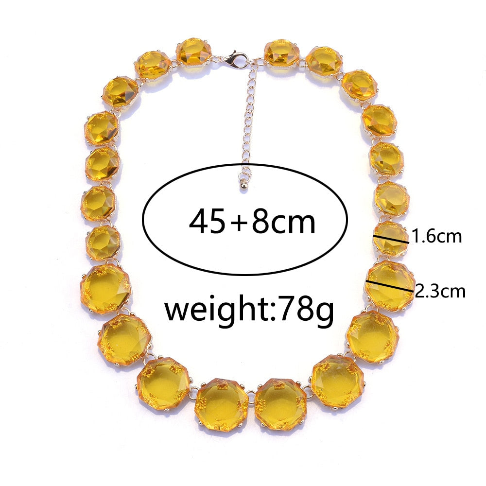 Size of Candy Color Transparent Gem Necklace