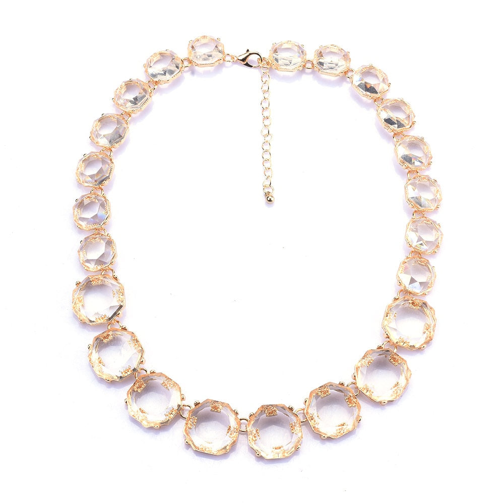 White Candy Color Transparent Gem Necklace