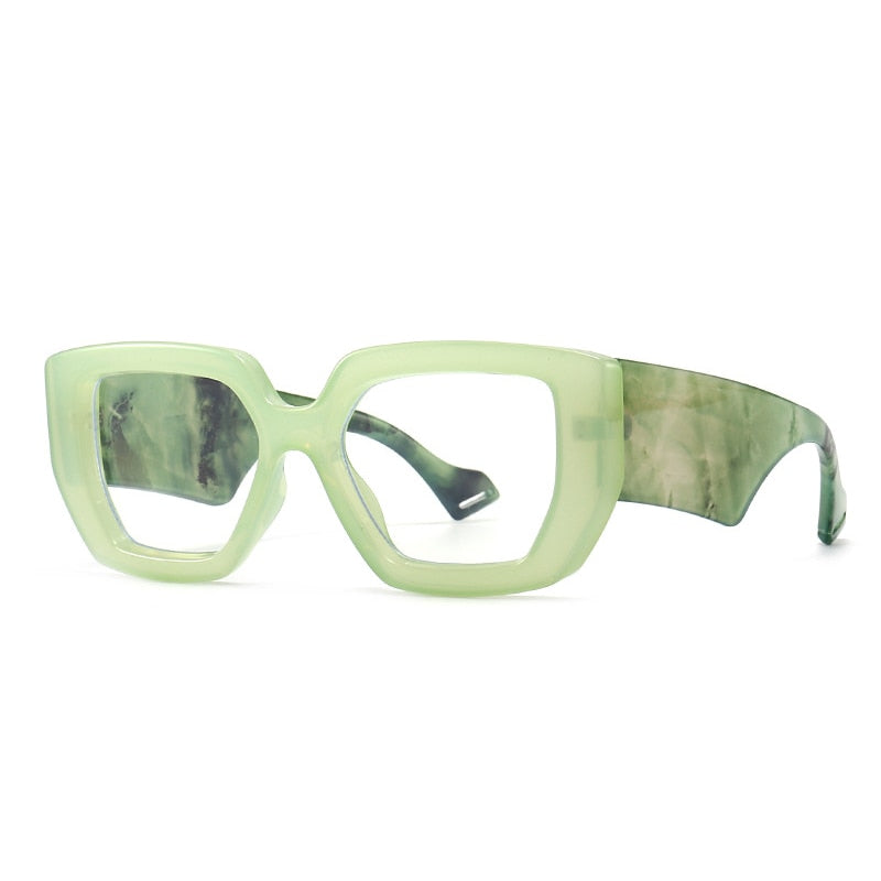 Green Colorful Square Polygon Frame Glasses