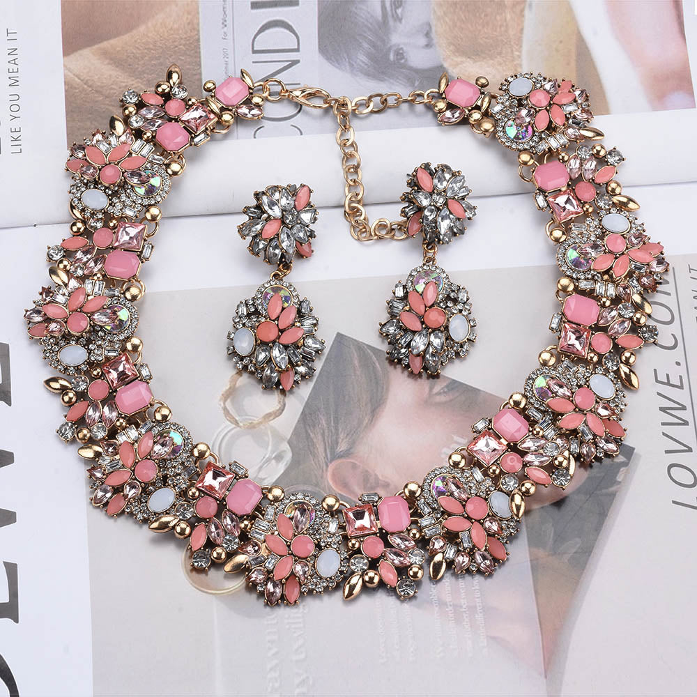 Pink Crystal Rhinestone Necklace