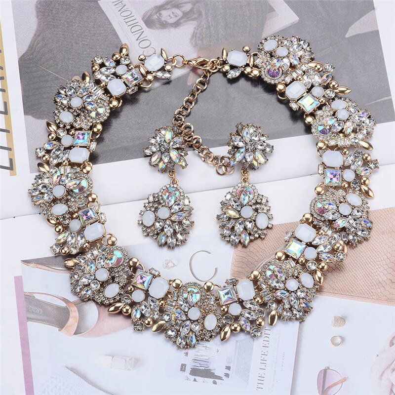 White Crystal Rhinestone Necklace