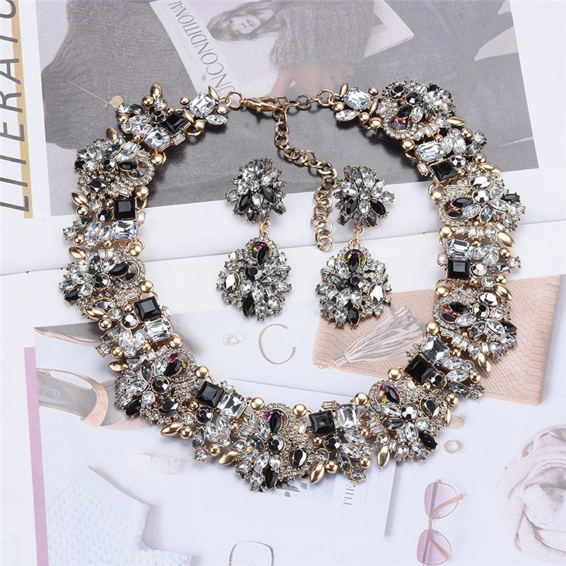 Black Crystal Rhinestone Necklace