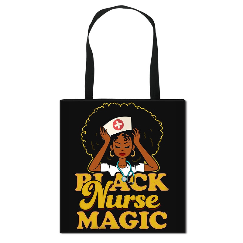 Black nurse magic Cute Printed Tote Bag
