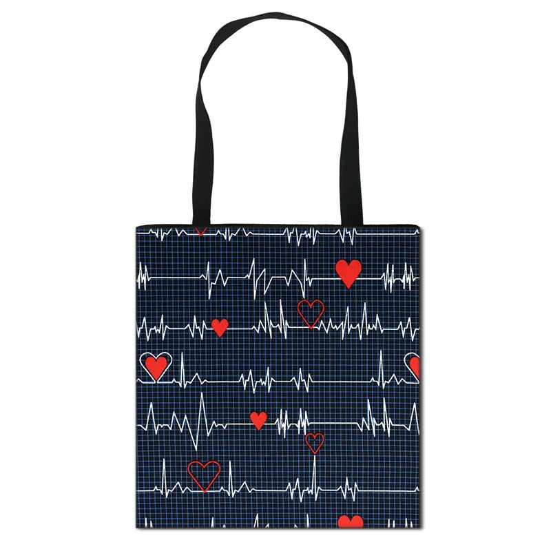 Heart rate Cute Printed Tote Bag