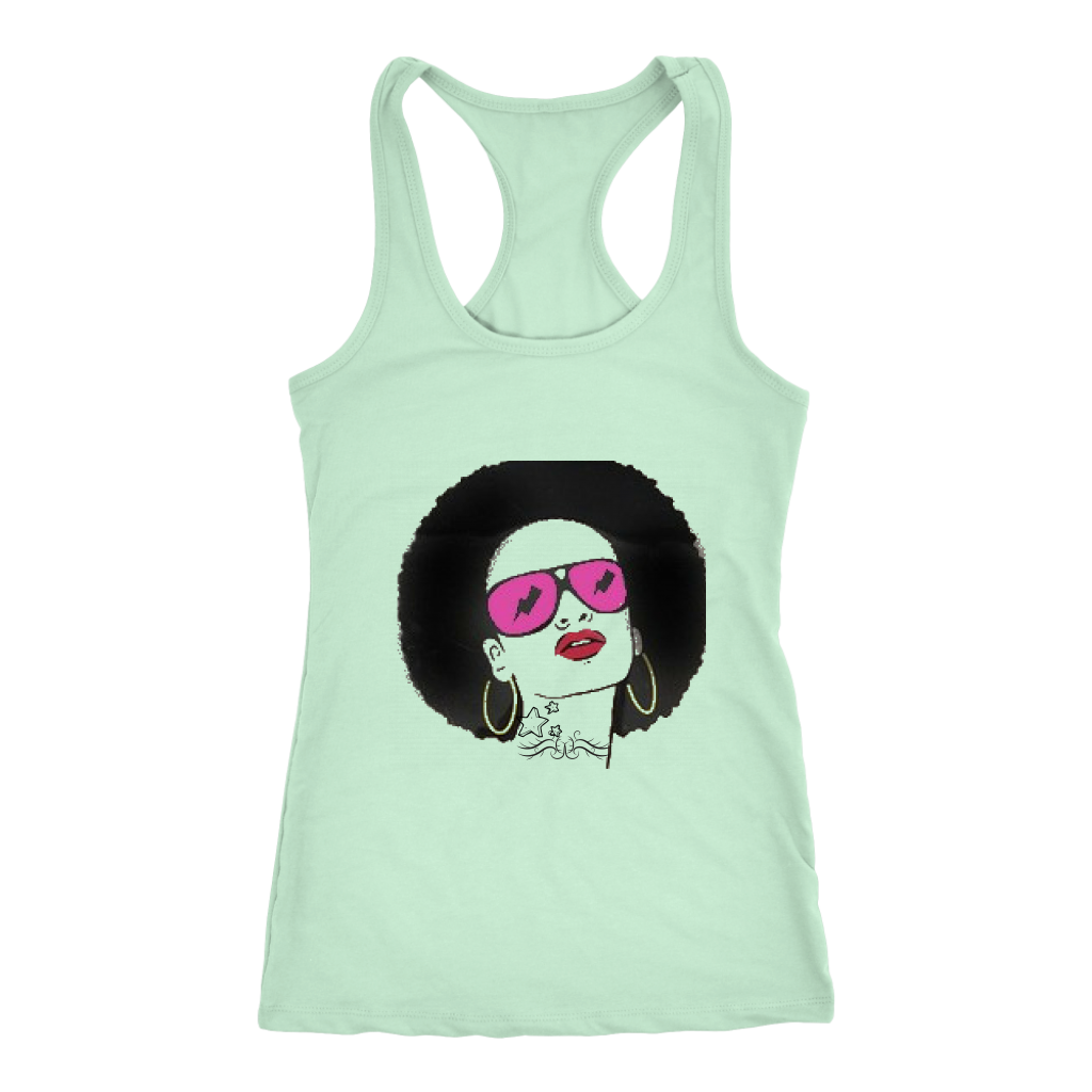 Sassy Afro Racerback Tank Top - Mint | Shop Sassy Chick