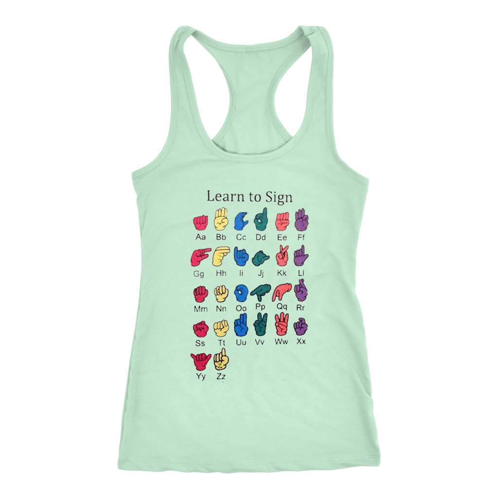ASL I Love You Racerback Tank Top -Mint | Shop Sassy Chick