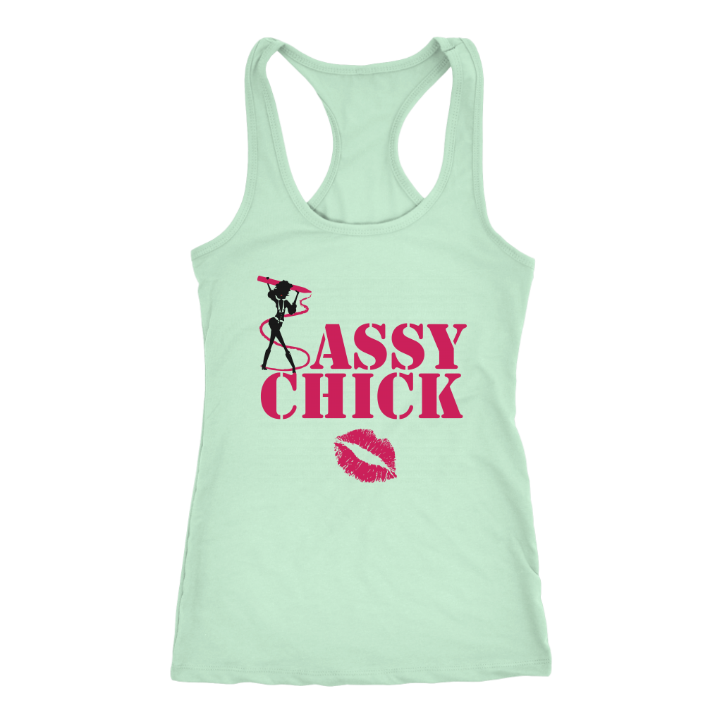 Sassy Chick Pink Lips Racerback Tank Top - Mint | Shop Sassy Chick
