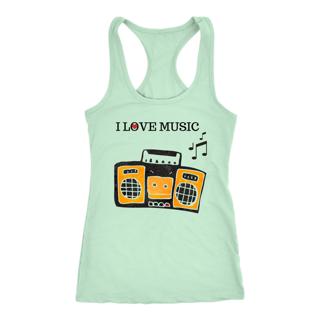 I Love House Music Racerback Tank Top - Mint | Shop Sassy Chick